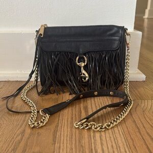 Rebecca Minkoff Fringe Leather Crossbody Bag with Gold Details